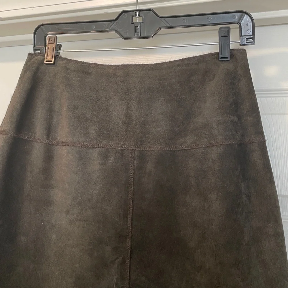 Etcetera Brown Suede Leather A-Line Skirt size 6